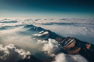 aerial view of mountains and clouds photo