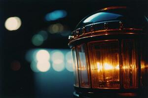 a close up of a light on a street lamp photo