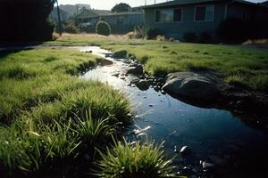 a grassy area with rocks and grass photo