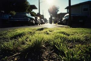 a grassy area with rocks and grass photo