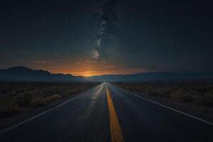 a long road with the milky in the sky photo