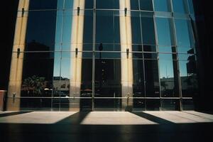 a large building with glass walls and windows photo