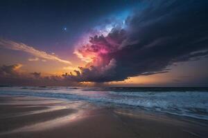 un vistoso tormenta es visto terminado el Oceano foto