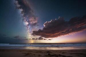 un vistoso tormenta es visto terminado el Oceano foto