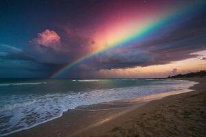 a colorful storm is seen over the ocean photo