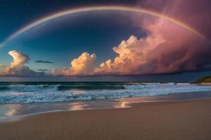 a colorful sunset over the ocean and beach photo