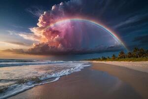 a colorful sunset over the ocean and beach photo