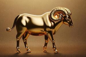 golden ram on a brown background photo