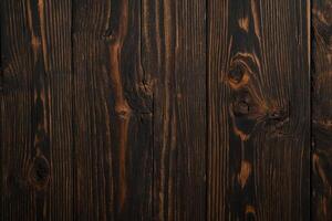 AI generated wooden texture background with dark brown wood grain photo