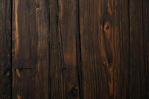 AI generated wooden texture background with dark brown wood grain photo