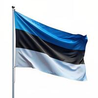 ai generado 3d representación de Estonia bandera en blanco antecedentes foto