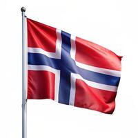 ai generado el noruego bandera es volador alto en un polo foto