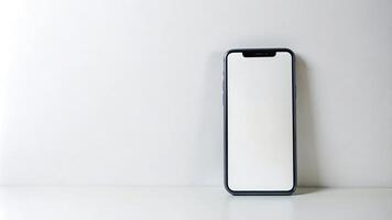 AI generated an iphone is sitting on a white surface photo