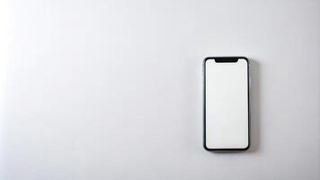 ai generado un iphone es mostrado en un blanco superficie foto