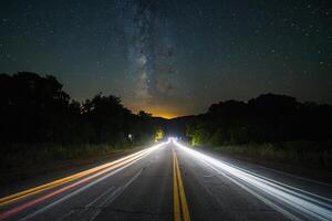 AI generated milky way over the road photo