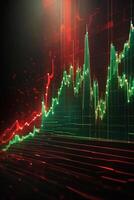 AI generated an abstract stock chart with a red and green background photo