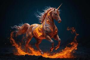 a unicorn with fire on its back running photo