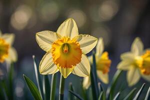 yellow daffodils in the sun photo