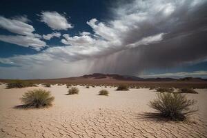 un Desierto con arena dunas y nubes a puesta de sol foto