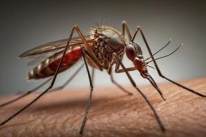 mosquito bites human skin, close up photo