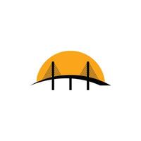 Sun and Bridge Logo Design, Flat style trend modern brand graphic art design illustration vector