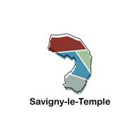 Map France Country With City of Savigny le Temple, geometric and colorful logo design template element vector