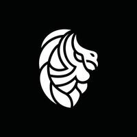 Lion Head with Bird flying Geometric logo design on black background vector