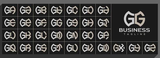 Set of modern line abstract letter G GG logo design vector