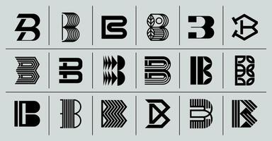 Flat modern company letter B logo design set vector