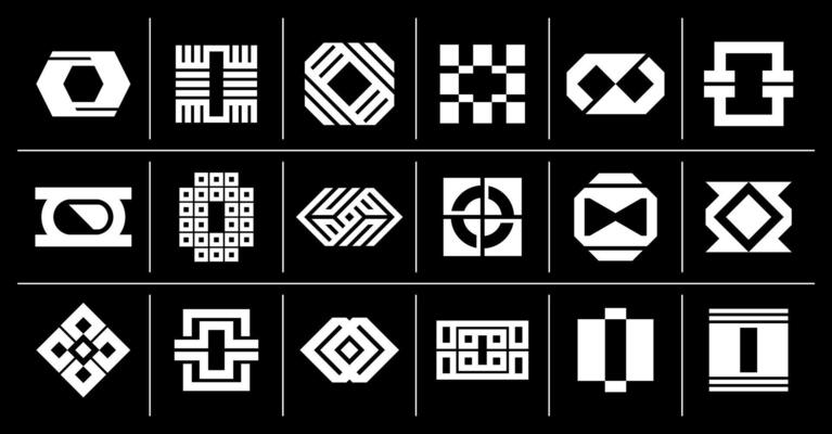 Luxury geometric line letter O logo, number 0 design set