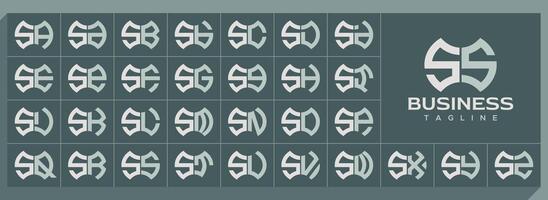 Geometric abstract shape letter S SS logo set vector