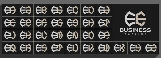 Set of modern line abstract letter E EE logo design vector