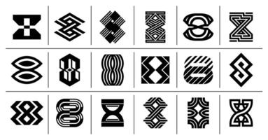 Flat abstract monogram number 8 logo bundle vector
