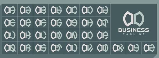 Geometric shape letter O OO logo, number 0 00 set vector