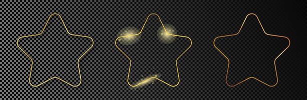 Gold glowing rounded star shape frame vector