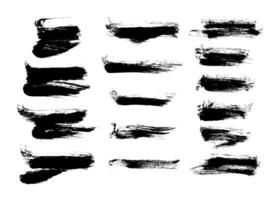 Set of black hand drawn brush strokes vector