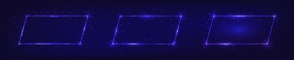 Set of neon frames with shining effects vector