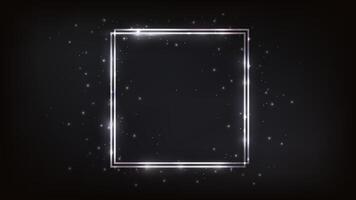 Neon double square frame vector