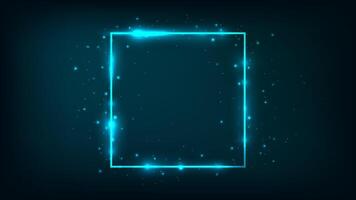 Neon square frame with shining effects vector