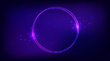 Neon double round frame vector