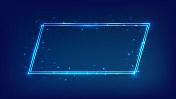 Neon double quadrangle frame vector