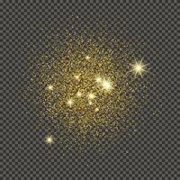 Gold glittering dust on a gray background. Dust with gold glitter effect and empty space for your text. illustration vector