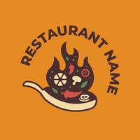 Restaurant frying pan logo vector