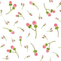 Spring seamless pattern of pink berries on white photo