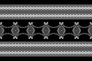 tradicional negro étnico motivos ikat geométrico tela modelo cruzar puntada.ikat bordado étnico oriental píxel negro fondo.abstracto, ilustración. textura, decoración, papel tapiz. vector