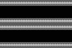 Traditional ethnic motifs ikat geometric fabric pattern cross stitch.Ikat embroidery Ethnic oriental Pixel black background.Abstract,illustration. Texture,scarf,decoration,wallpaper. vector