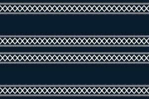 Traditional ethnic motifs ikat geometric fabric pattern cross stitch.Ikat embroidery Ethnic oriental Pixel navy blue background. Abstract,illustration. Texture,decoration,wallpaper. vector