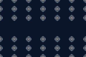 Traditional ethnic motifs ikat geometric fabric pattern cross stitch.Ikat embroidery Ethnic oriental Pixel navy blue background. Abstract,illustration. Texture,decoration,wallpaper. vector