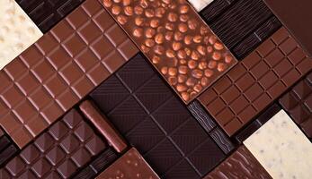 milk and dark chocolates bar, sweet food background photo