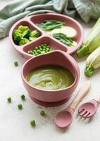 Healthy baby food in bowl photo